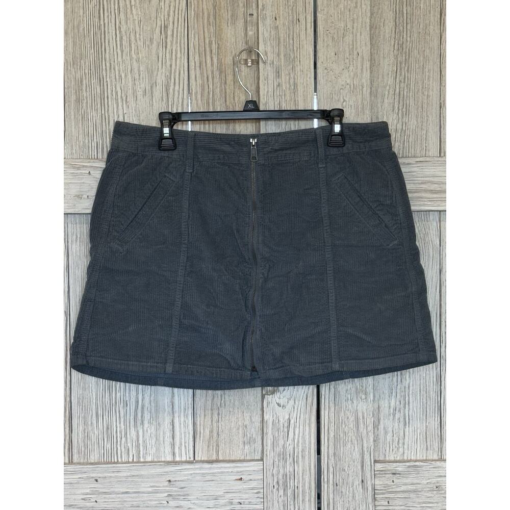 American Eagle Blue Corduroy Hi-Rise A-Line Mini Skirt Full Zip Front Size 14